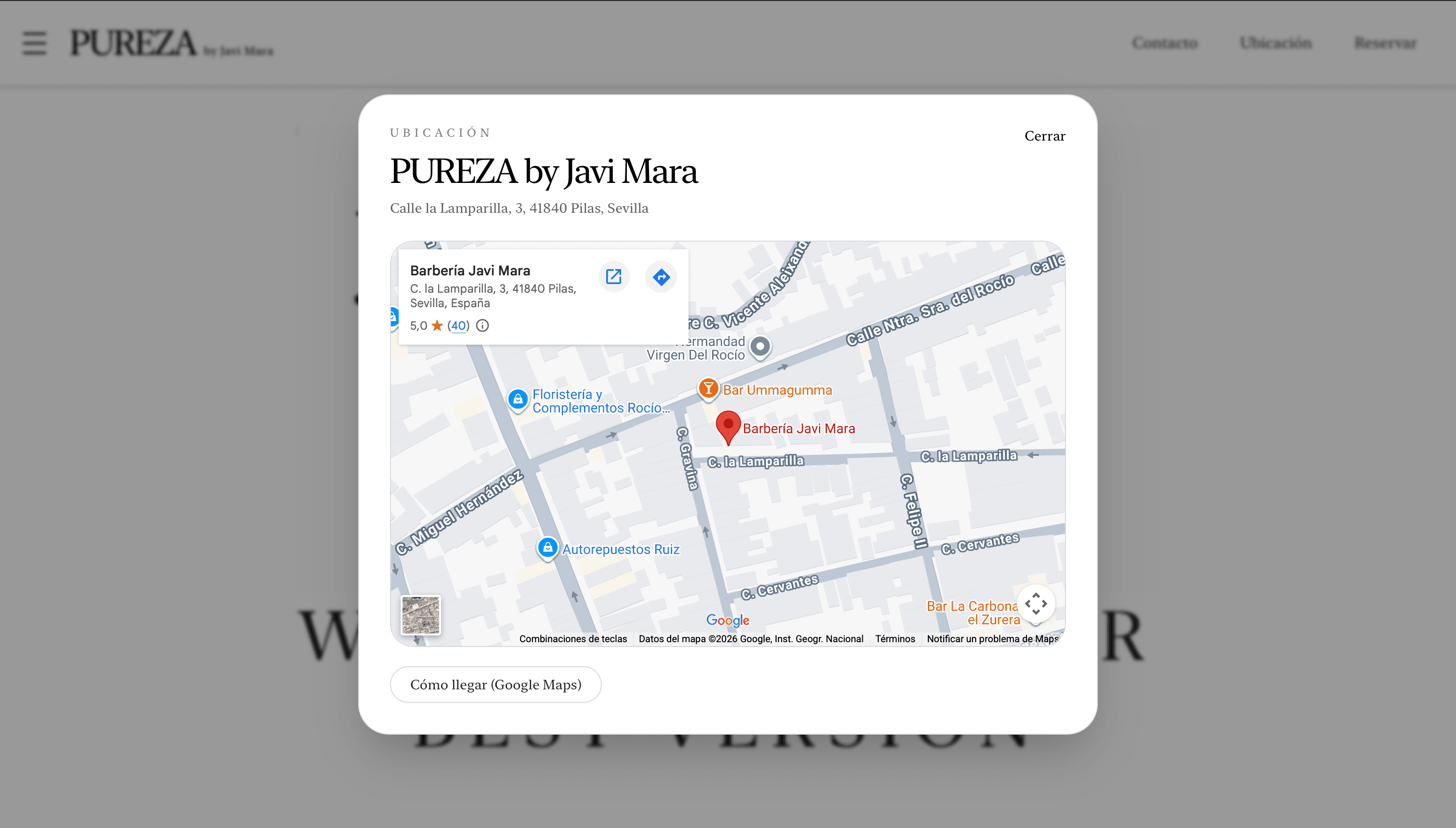 Modal de ubicación con Google Maps